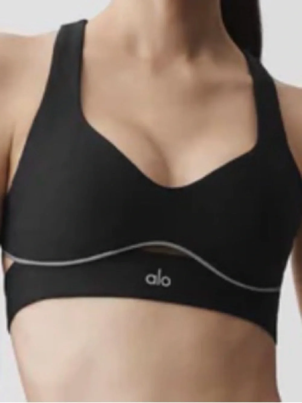 ALO Yoga Black Padded Racerback Sports Bra with Contrast Trim